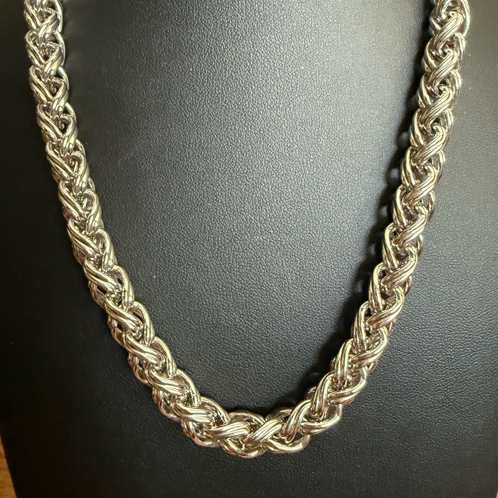 Vintage Monet Silver Tone Rope Chain Necklace